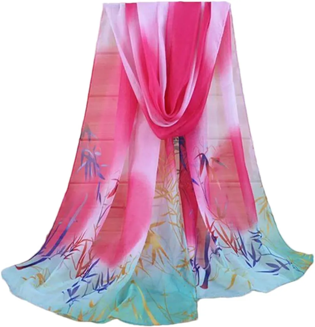 Rfmfkkg Women Scarf Flower Shawl Beach Chiffon Printed Scarf Silk Shawl Lightweight