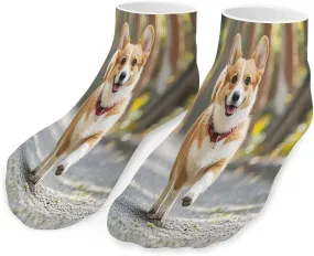 Running Corgi Socks Low Cut Ankle Short Sock Novelty Casual Invisible Liner Socks for Men Women