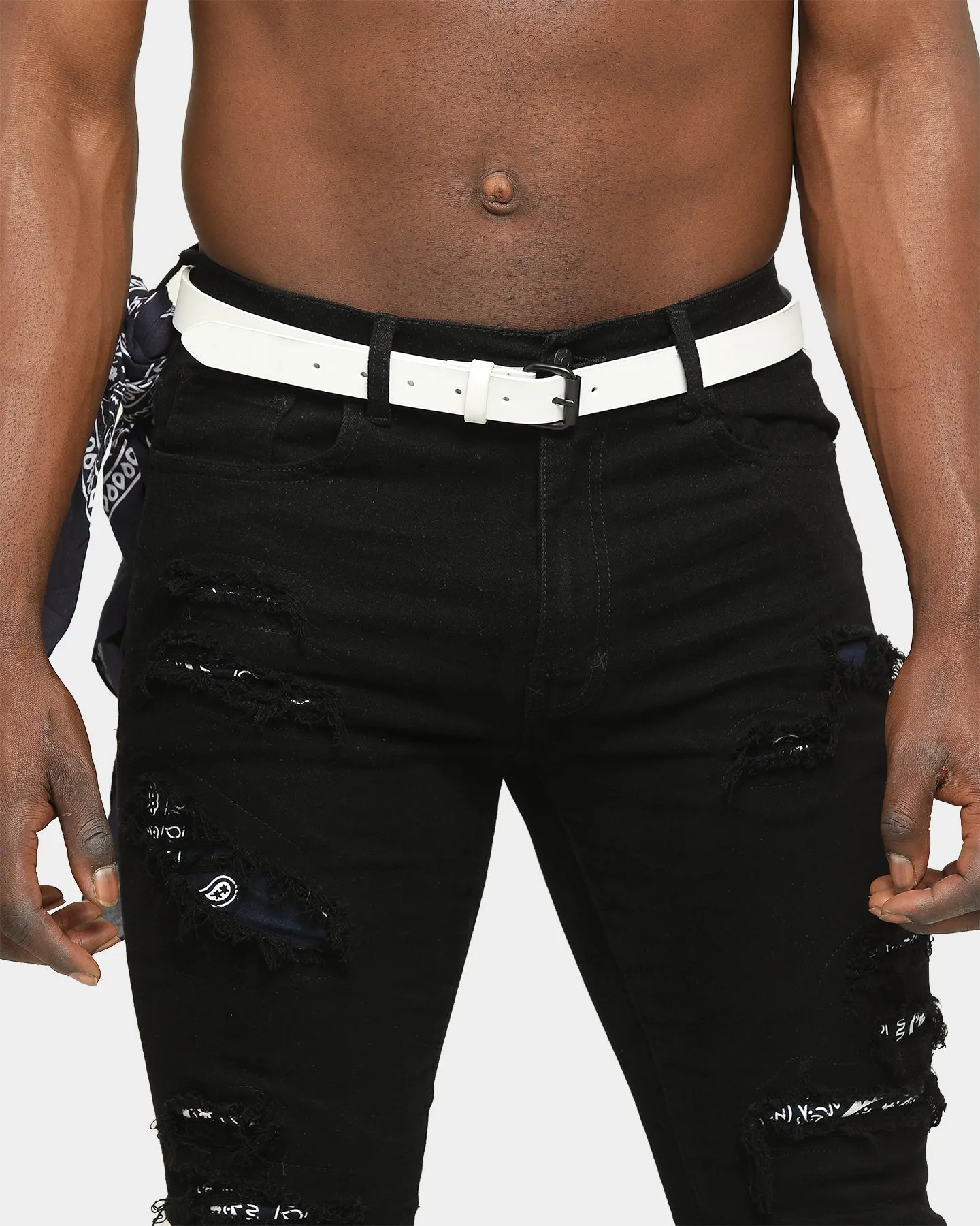 Saint Morta Men's Skinny Belt White
