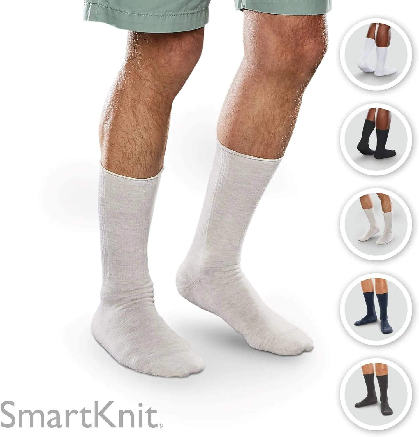 Seamless Diabetic Crew Socks, 3 Pack (6 Count)