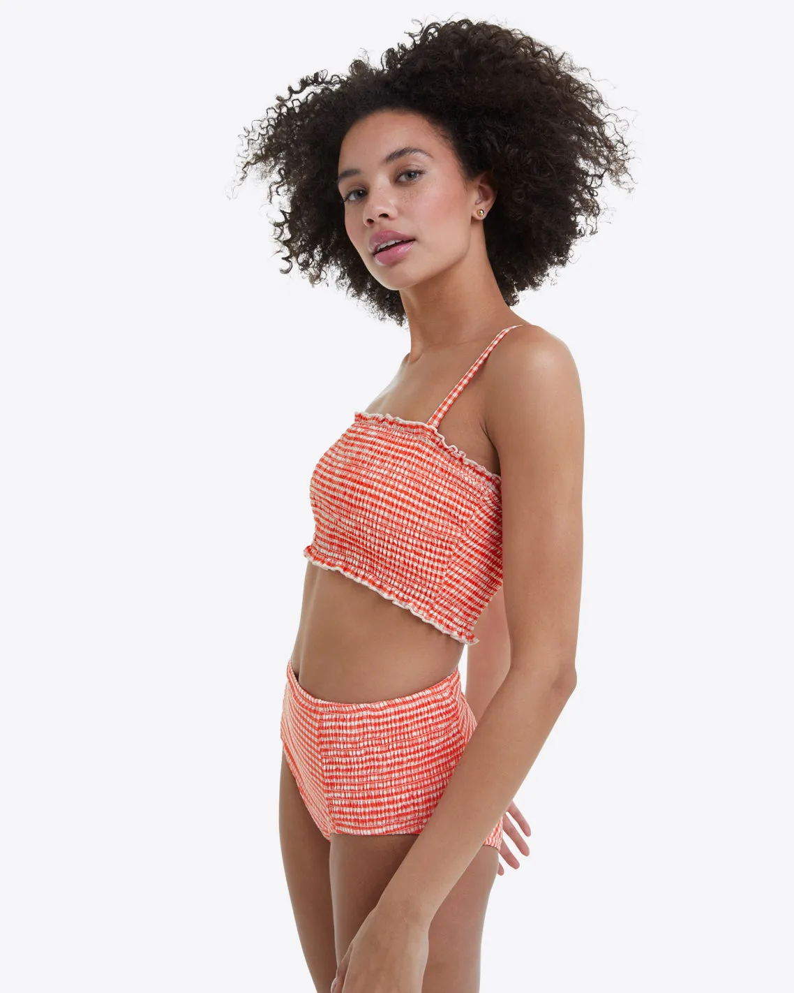 Smocked Bikini Bottom in Red Gingham
