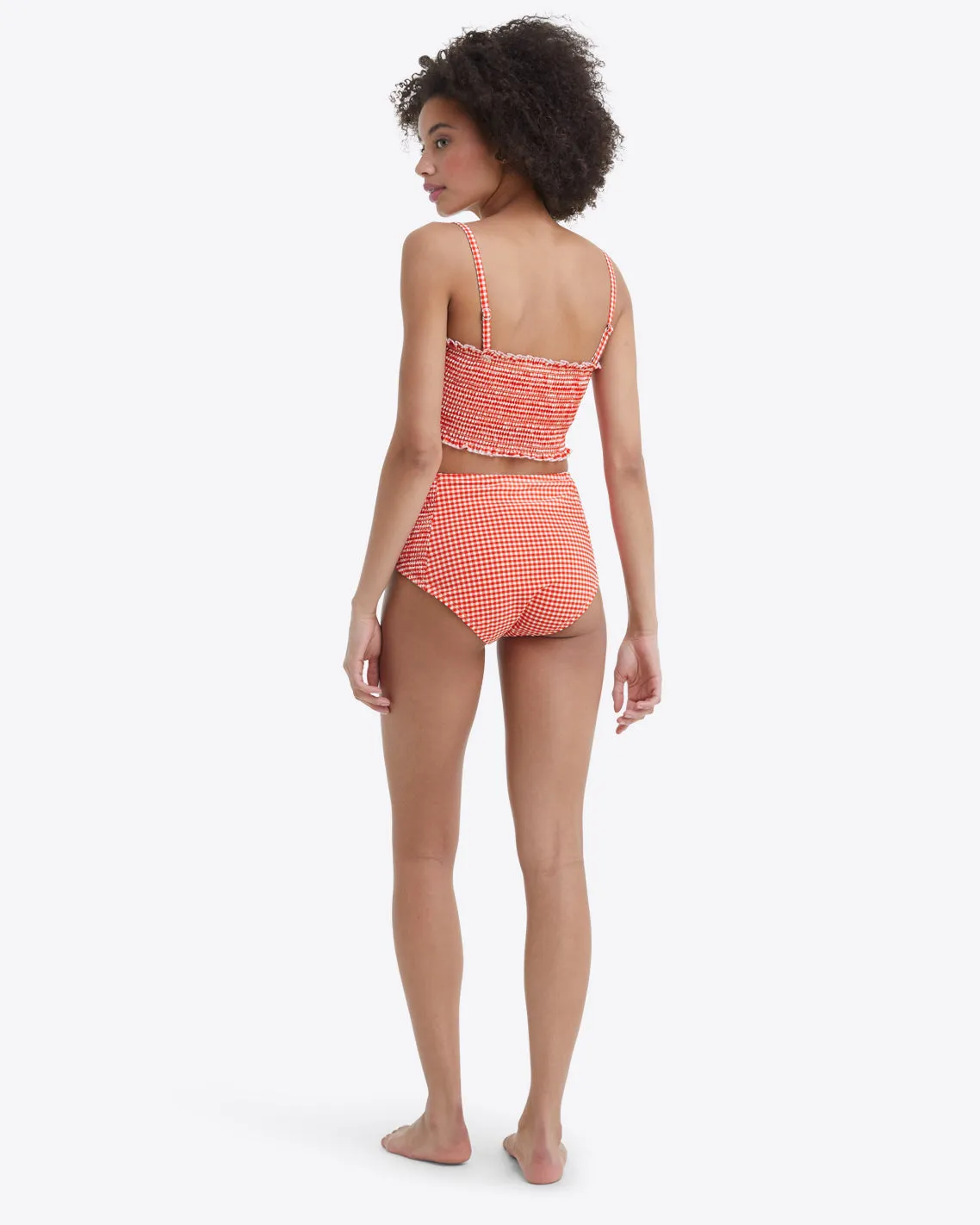 Smocked Bikini Bottom in Red Gingham
