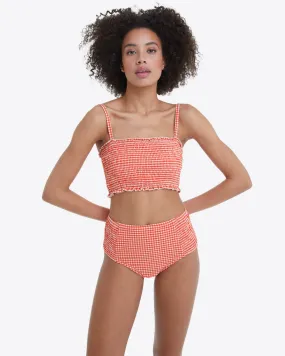 Smocked Bikini Bottom in Red Gingham