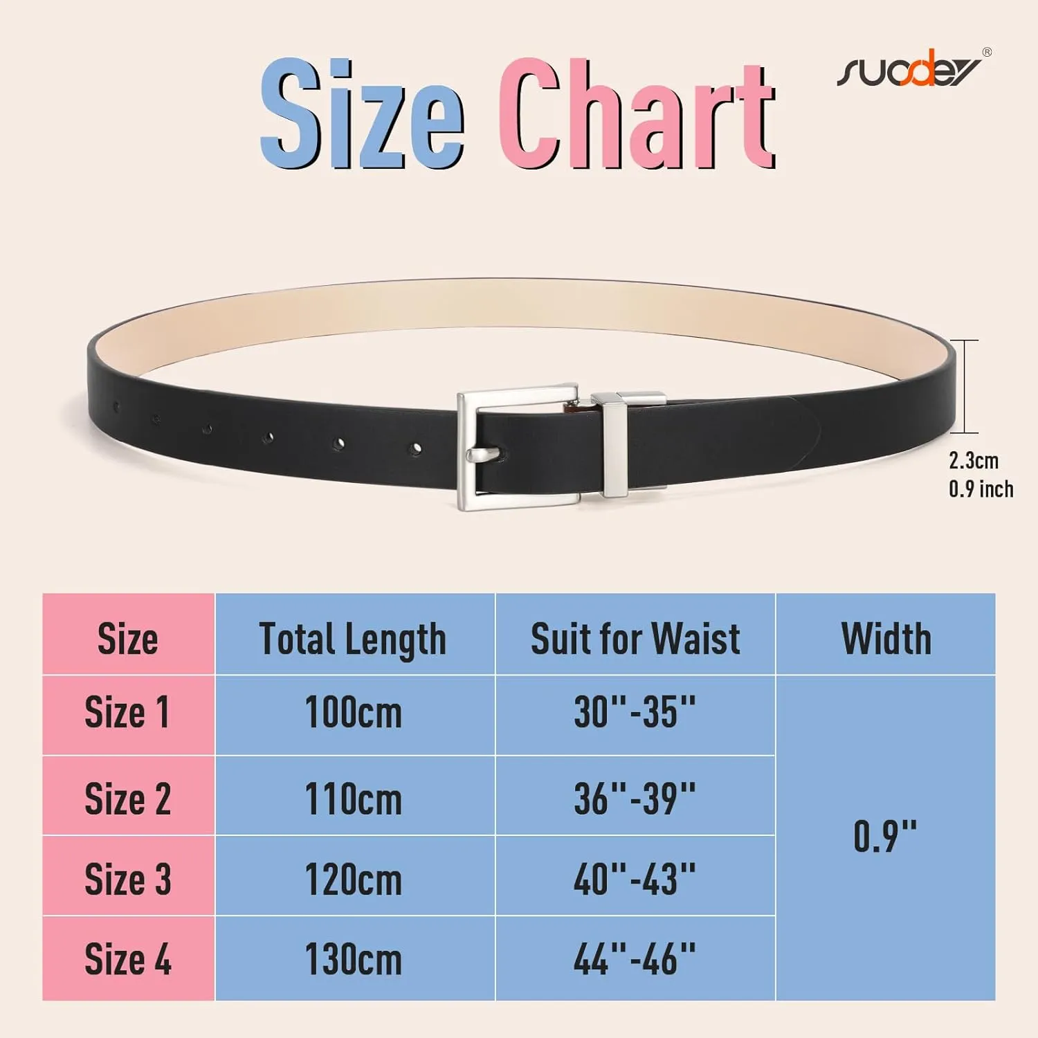 SUOSDEY Women Reversible Leather Belt with Rotating Pin Buckle for Jeans Pants Dresses, Fashion Ladies Waist Belt