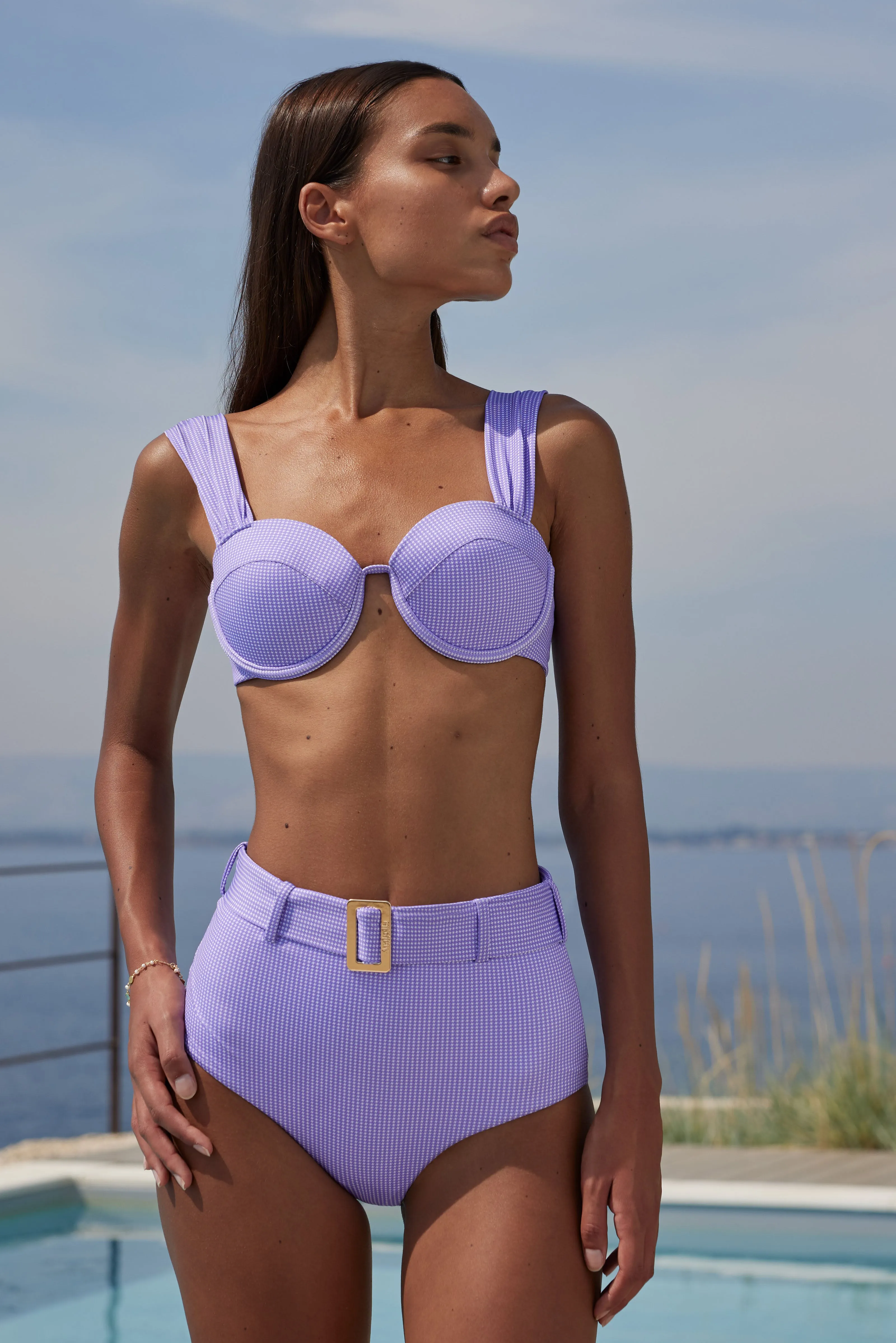 The Belted Brief - Violet (Microcheck)