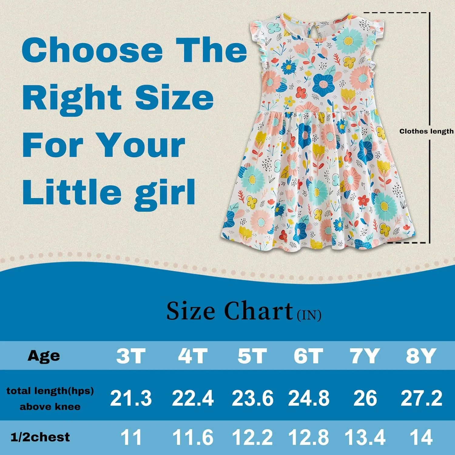Toddler Girls Dress Ruffle Sleeve Casual Print Dresses Kids Summer Clothes 3-8 Years