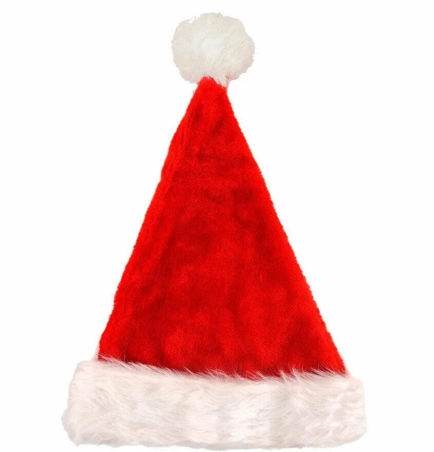 Value Pack of 12 Christmas Santa Claus Hats - Red Father Xmas Fancy Dress
