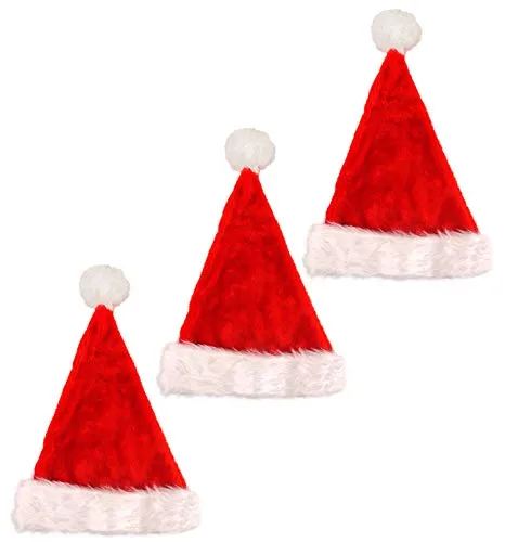 Value Pack of 12 Christmas Santa Claus Hats - Red Father Xmas Fancy Dress