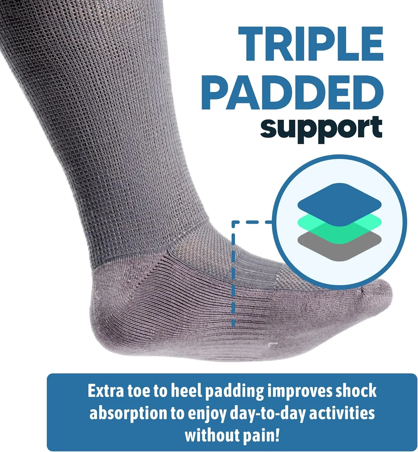 Viasox EasyStretch Diabetic Socks for Men & Women, Non Binding Top, Seamless Toe, Loose Fit, 3 Pack