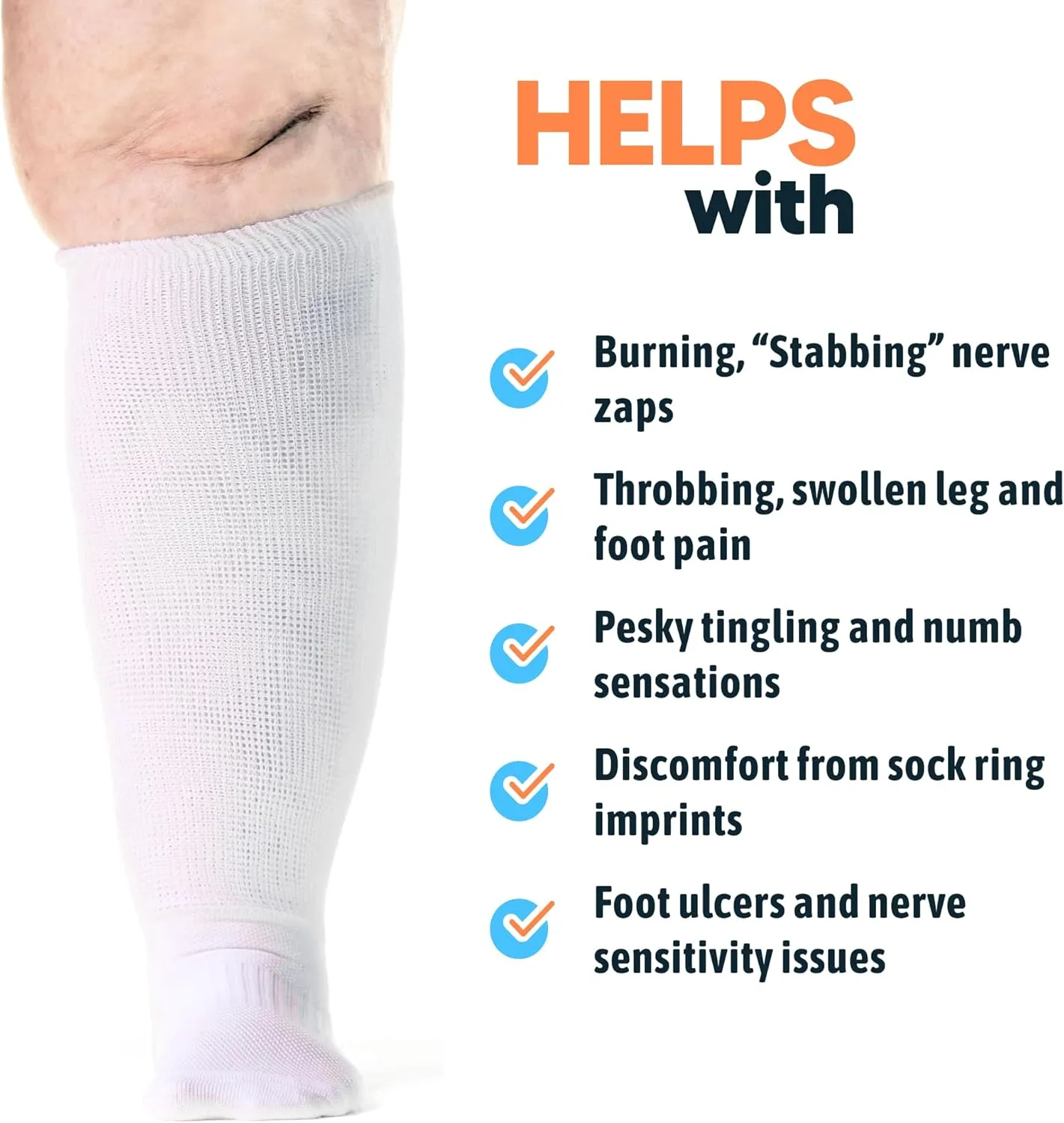 Viasox EasyStretch Diabetic Socks for Men & Women, Non Binding Top, Seamless Toe, Loose Fit, 3 Pack