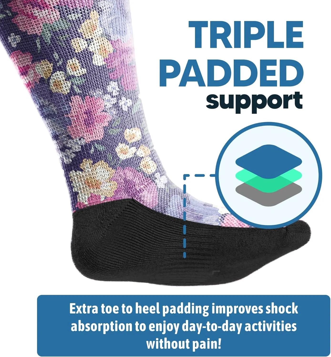 Viasox EasyStretch Diabetic Socks for Men & Women, Non Binding Top, Seamless Toe, Loose Fit, 4 Pack, Paws & Petals