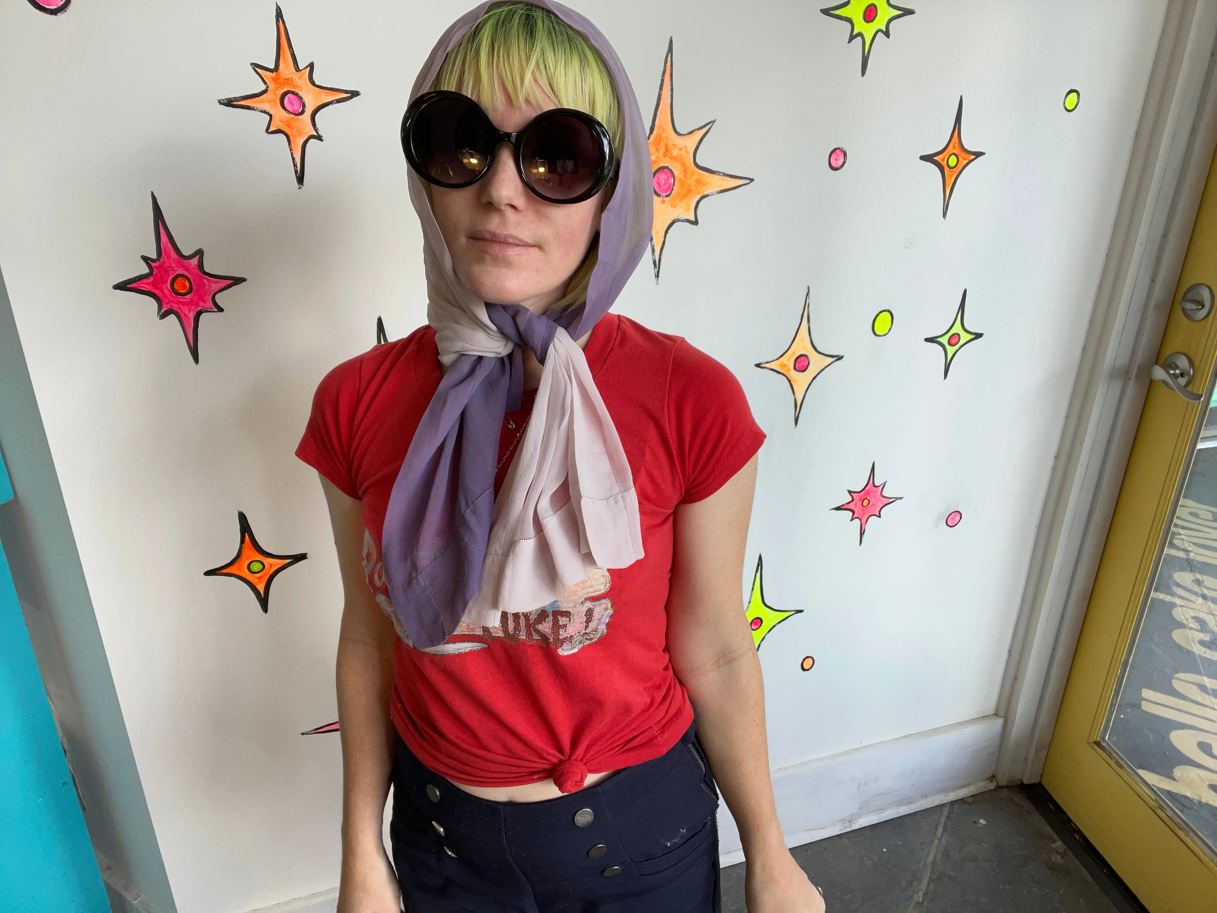 Vintage | Sheer Purple Ombre Silk Scarf | Neck Tie | Hair Scarf