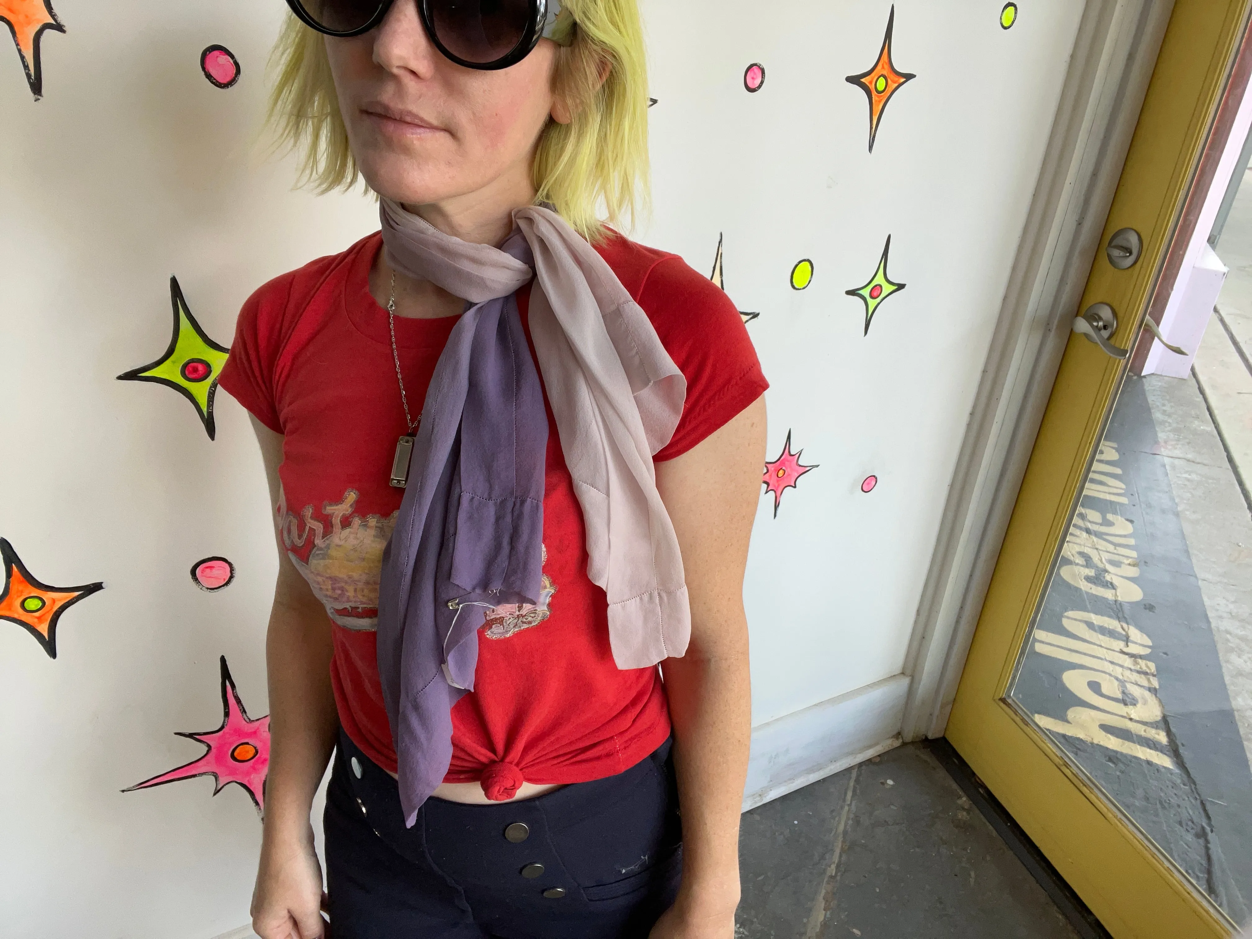 Vintage | Sheer Purple Ombre Silk Scarf | Neck Tie | Hair Scarf