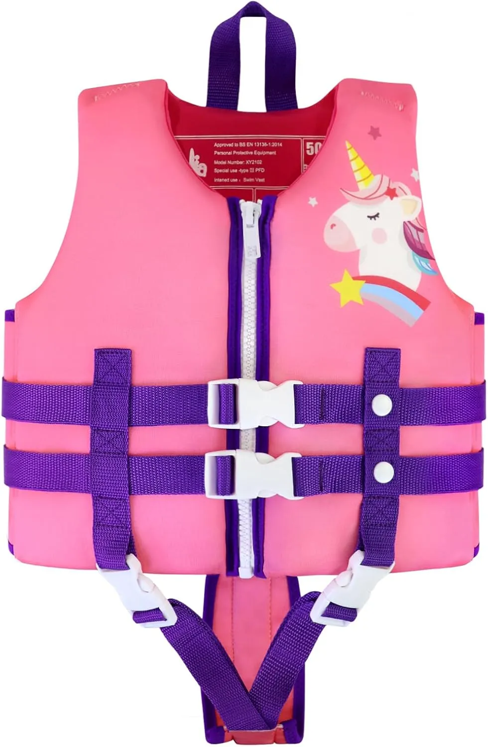 Wenlia Kids Swim Vest, Childrens Swimming Float Jacket Neoprene Swimsuit, Girls Boys Float Vest Buoyancy Swimwear for Learn to Swim/3-8Years/29-57KG