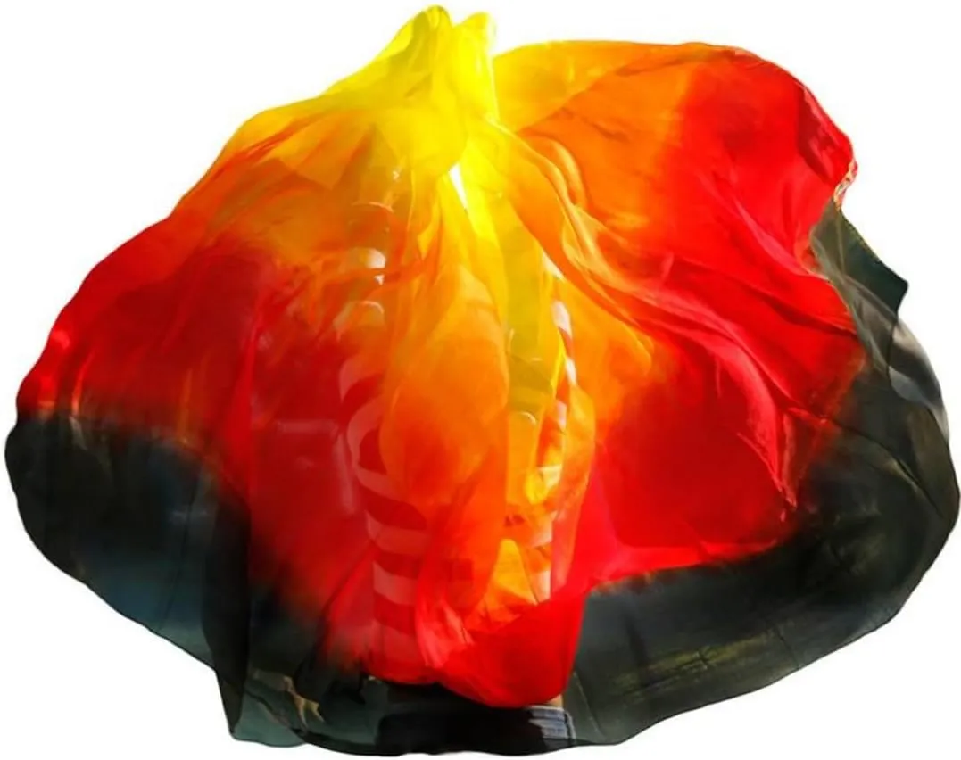 Women 100% Silk Veils for Belly Dance Gradual Colors Worship Beach Scarves Shawls Veil Wraps Lightweight 98 * 45