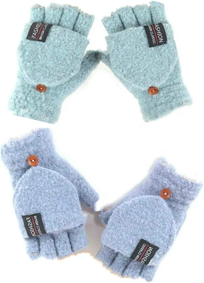 Women & Men USB Heated Gloves Knitting Hands Full & Half Heated Fingerless Warmer Winter Hands Warm Gloves [2 Pack]