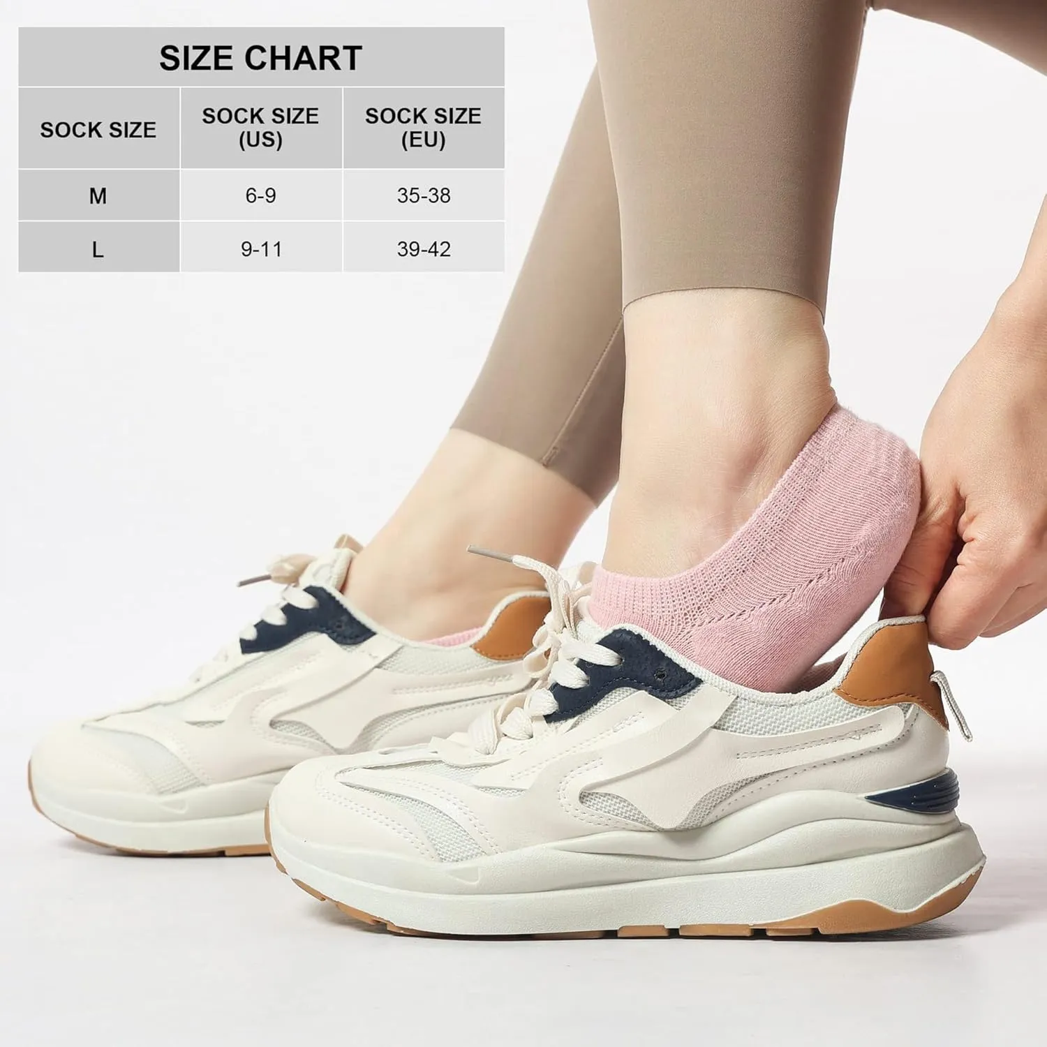 Women's Invisible Socks 6 Pairs, Low Socks Non-Slip Athletic Socks with Arch Support, Silicone Grippers and Cushioned Soles