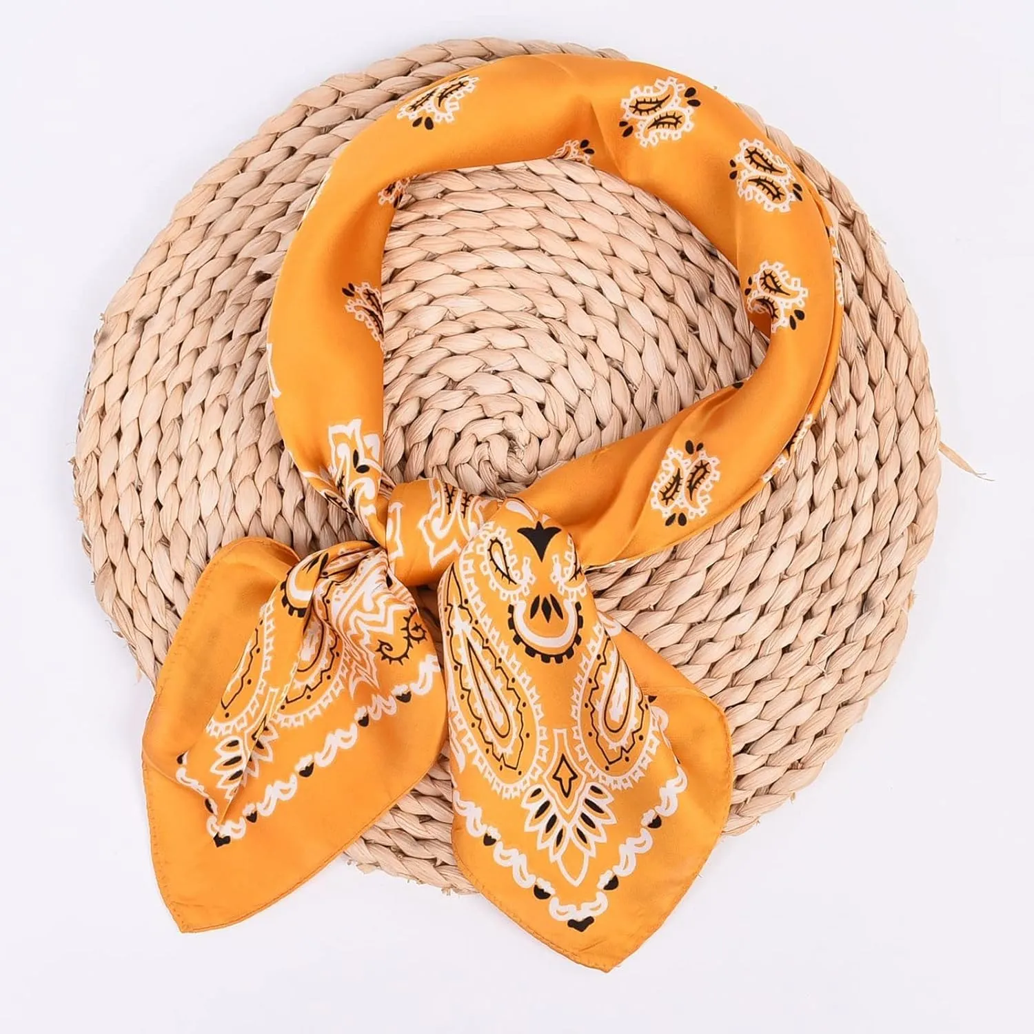 YOLAI Satin Head Scarf Silk Feeling Neck Scarves Hair Wrap For Sleeping Bandana Large Square Turban Headscarf